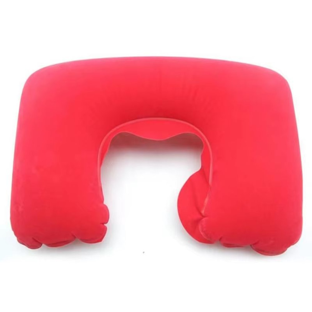 Inflatable Travel Neck Pillow With Soft Plush Cover For Car Flight And Office 15