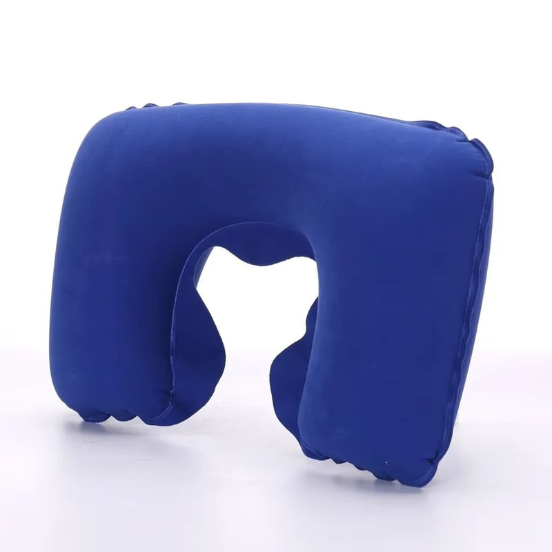 Inflatable Travel Neck Pillow With Soft Plush Cover For Car Flight And Office 16