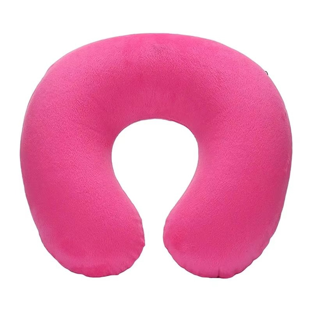 Inflatable Travel Neck Pillow With Soft Plush Cover For Car Flight And Office 5