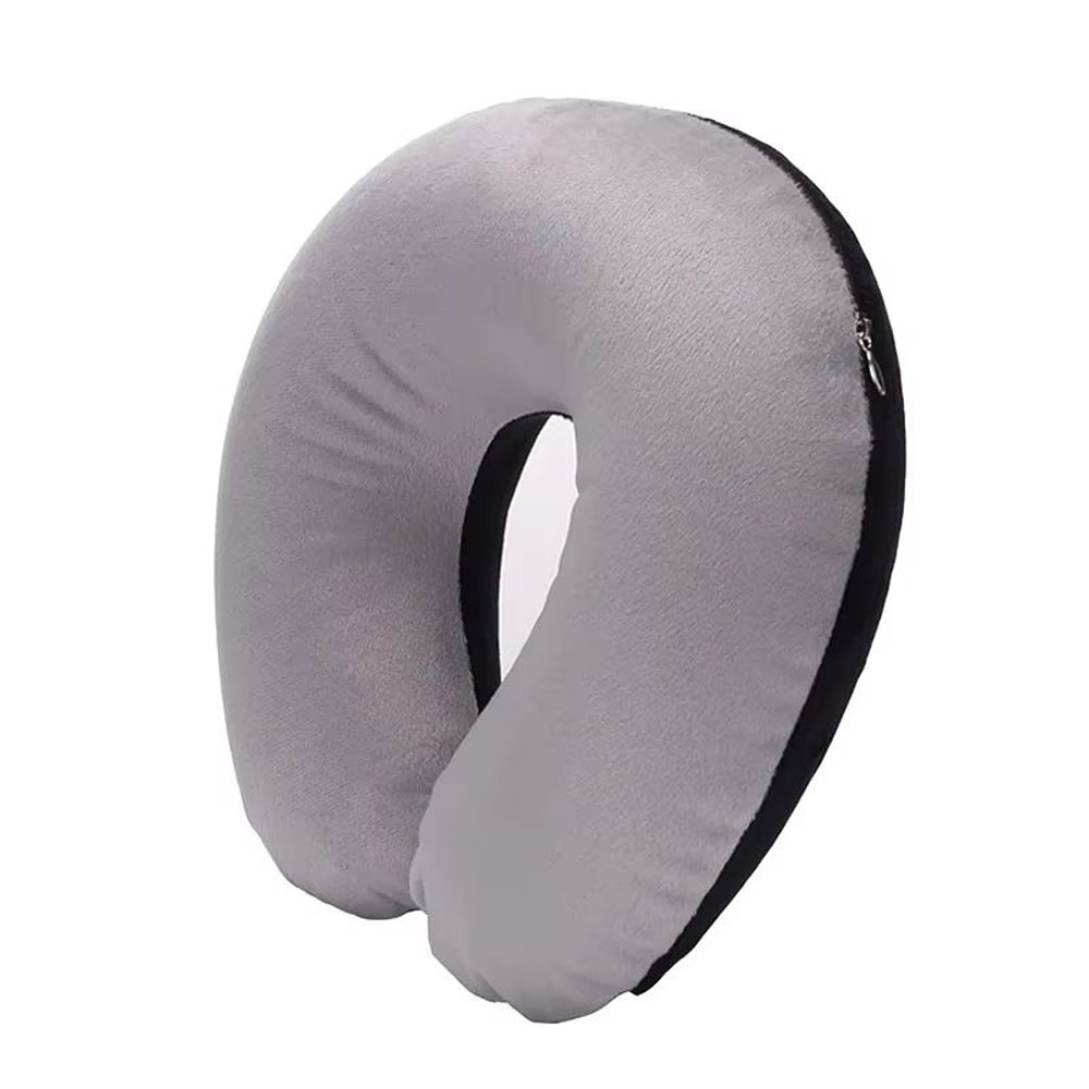 Inflatable Travel Neck Pillow With Soft Plush Cover For Car Flight And Office 7
