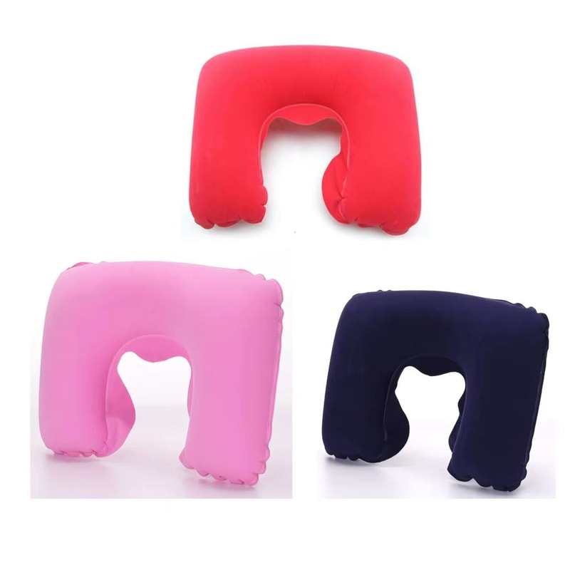 Inflatable Travel Neck Pillow With Soft Plush Cover For Car Flight And Office 20