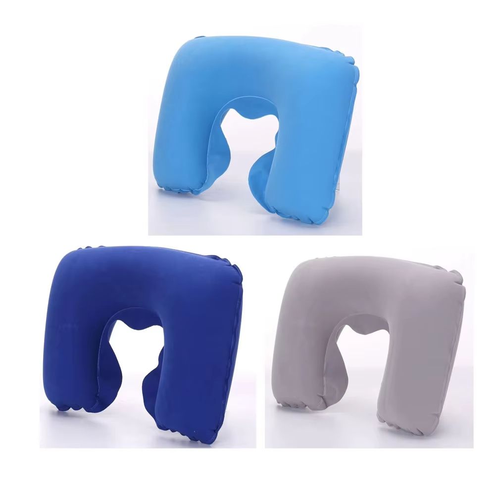 Inflatable Travel Neck Pillow With Soft Plush Cover For Car Flight And Office 21