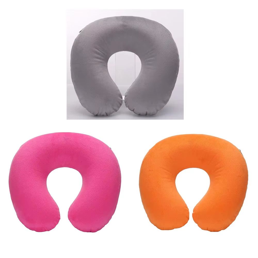 Inflatable Travel Neck Pillow With Soft Plush Cover For Car Flight And Office 22