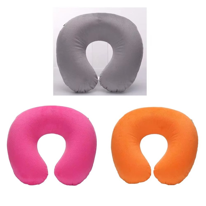 Inflatable Travel Neck Pillow With Soft Plush Cover For Car Flight And Office 22