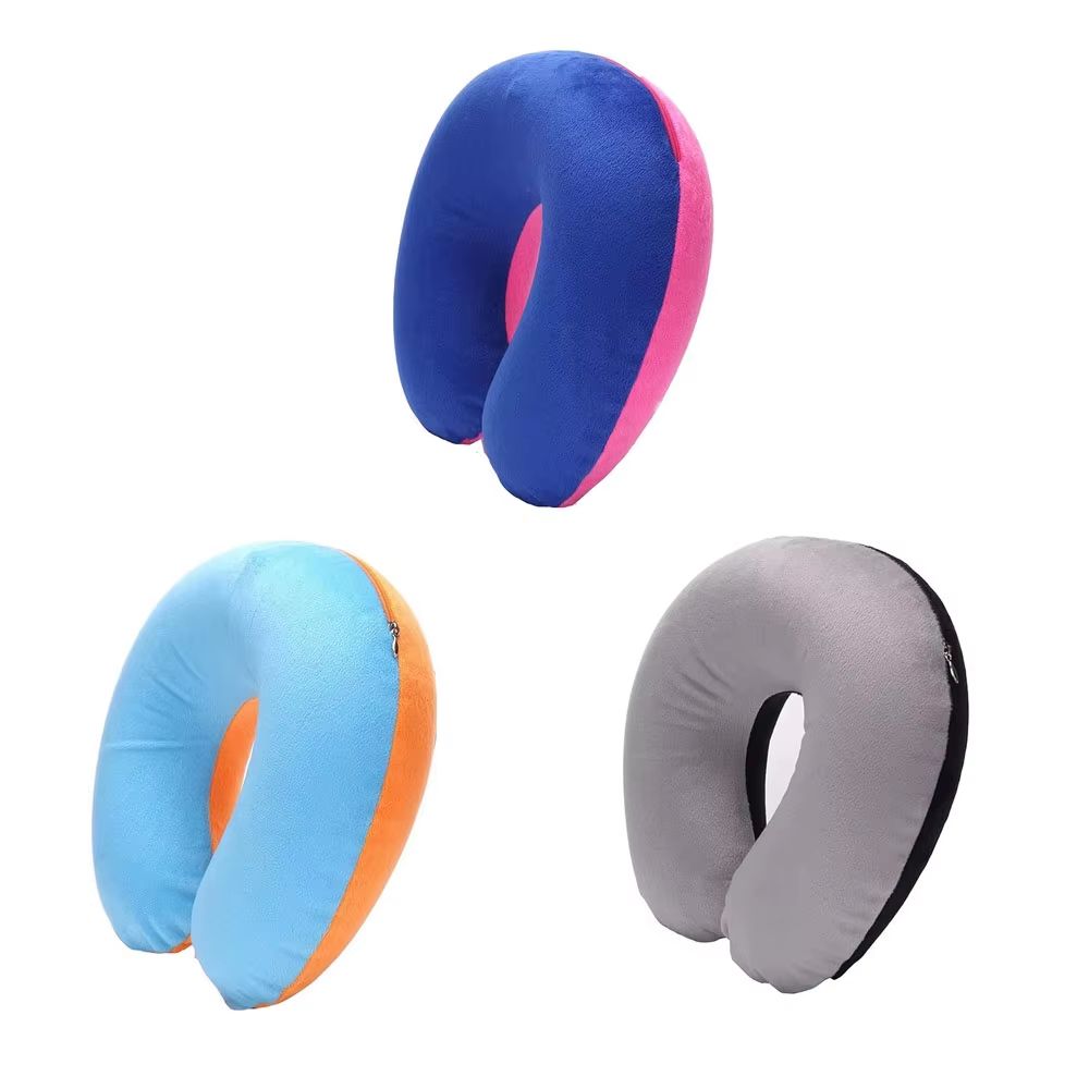 Inflatable Travel Neck Pillow With Soft Plush Cover For Car Flight And Office 23