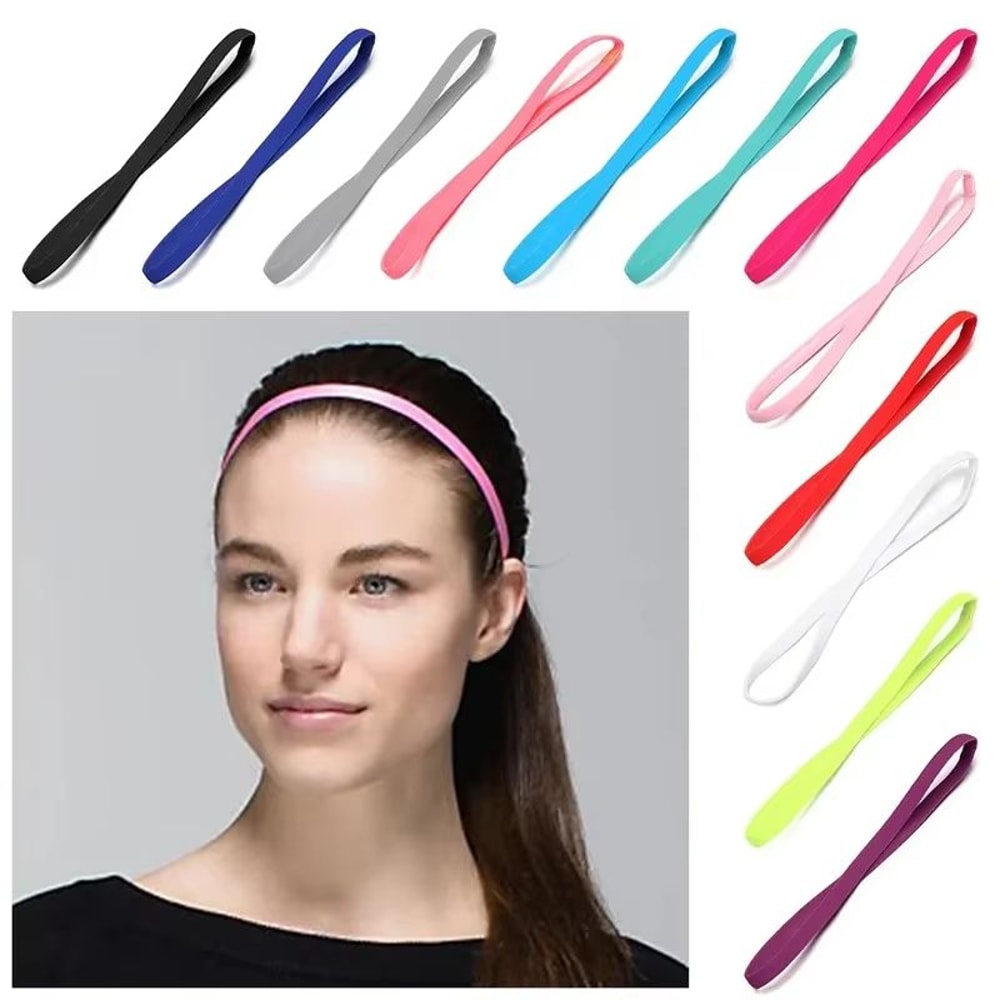 Thin Elastic Sport Headband Candy Color AntiSlip Sweatband Hair Accessory 2