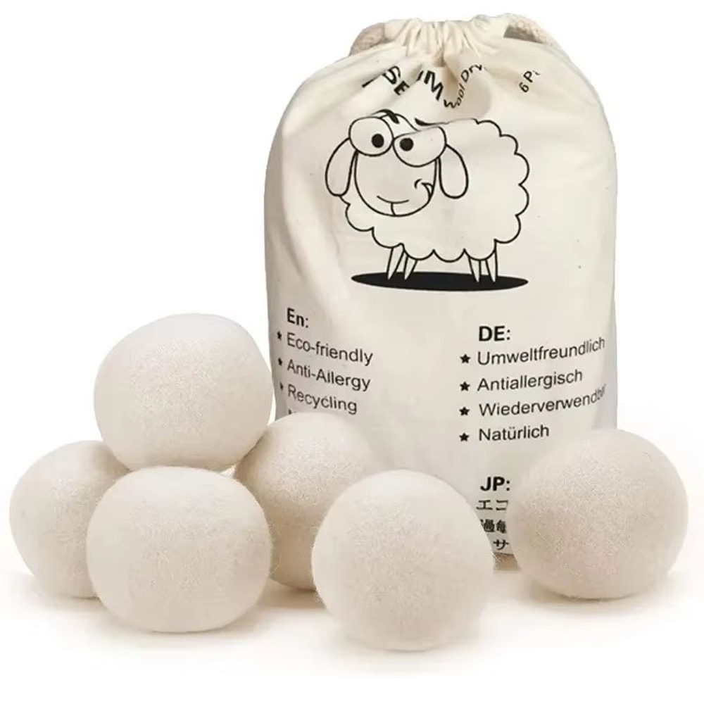 Reusable Wool Dryer Balls Natural Fabric Softener Laundry Set 0