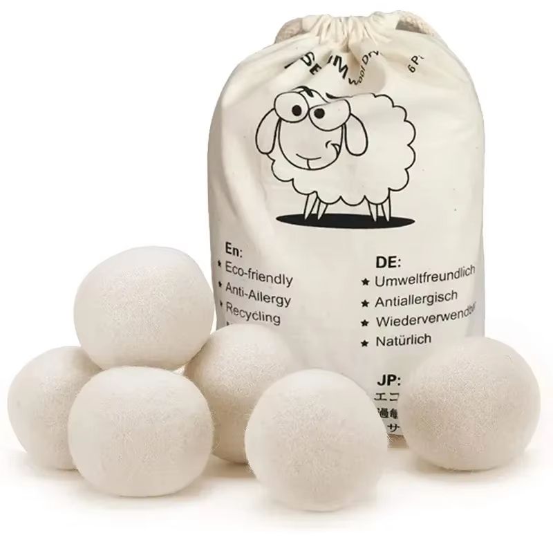 Reusable Wool Dryer Balls Natural Fabric Softener Laundry Set 0