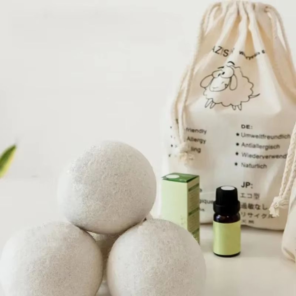 Reusable Wool Dryer Balls Natural Fabric Softener Laundry Set 2