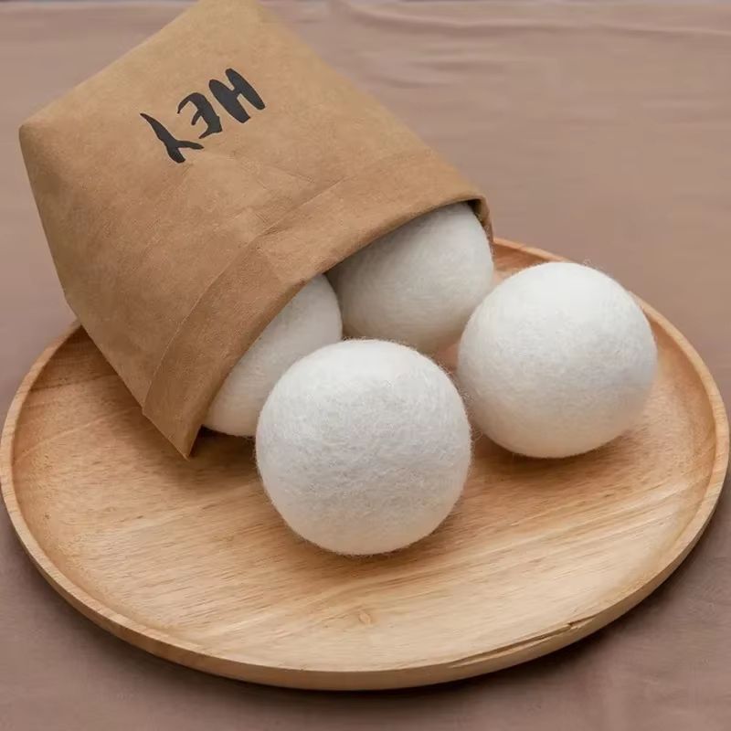 Reusable Wool Dryer Balls Natural Fabric Softener Laundry Set 4