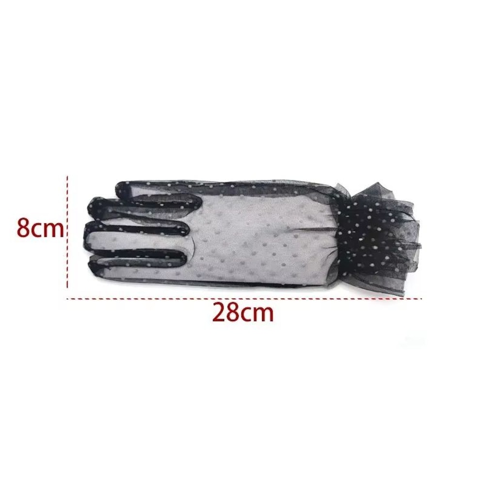 Sheer Mesh Dot Print Short Gloves For Party Dance And Club Wear 4