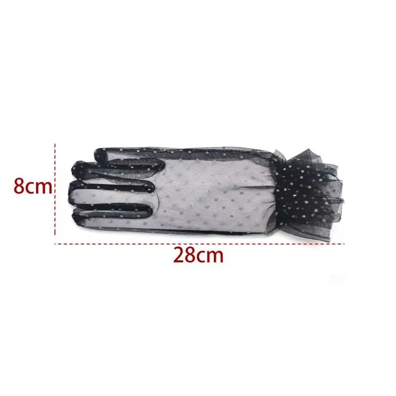 Sheer Mesh Dot Print Short Gloves For Party Dance And Club Wear 4