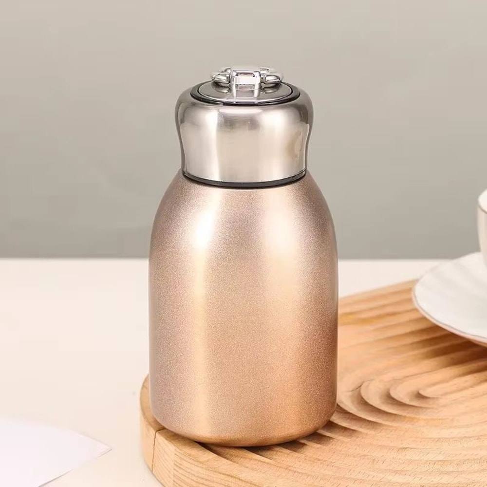 HighValue Mini Chubby Big Belly 304 Stainless Steel Vacuum Thermos Cup With Carrying Ring 300ml 101 4