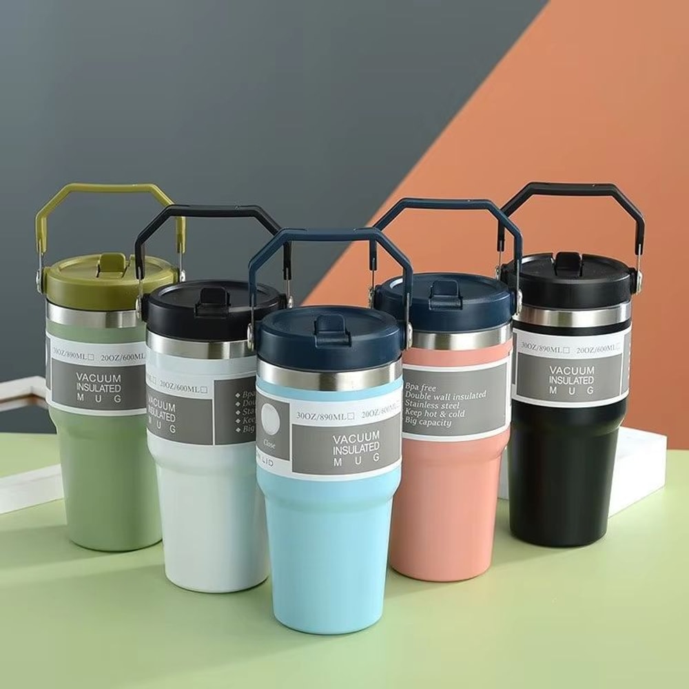 American Simple Solid Color Stainless Steel Thermos Portable Water Cup With Thermal Insulation 0
