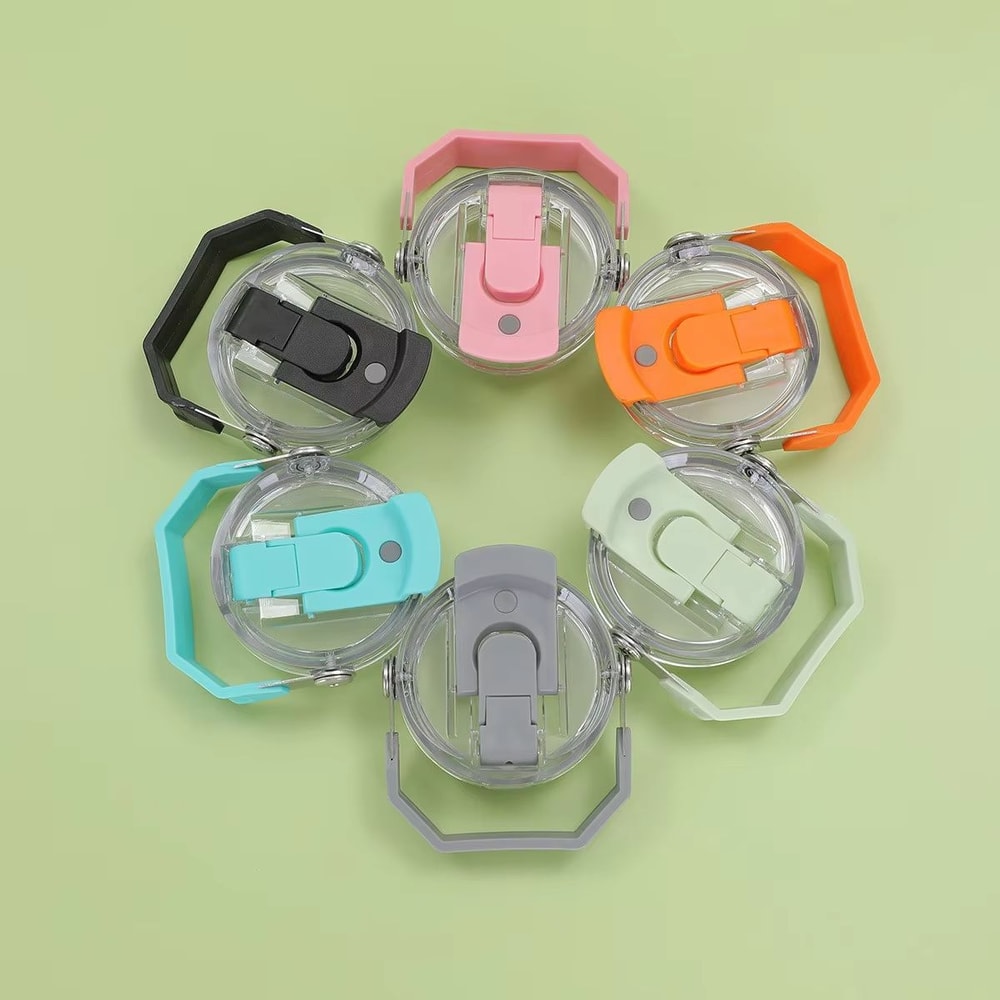 Car Cup With Double Drinking Cap LeakProof Portable Water Bottle With Handle And Transparent Straw 1