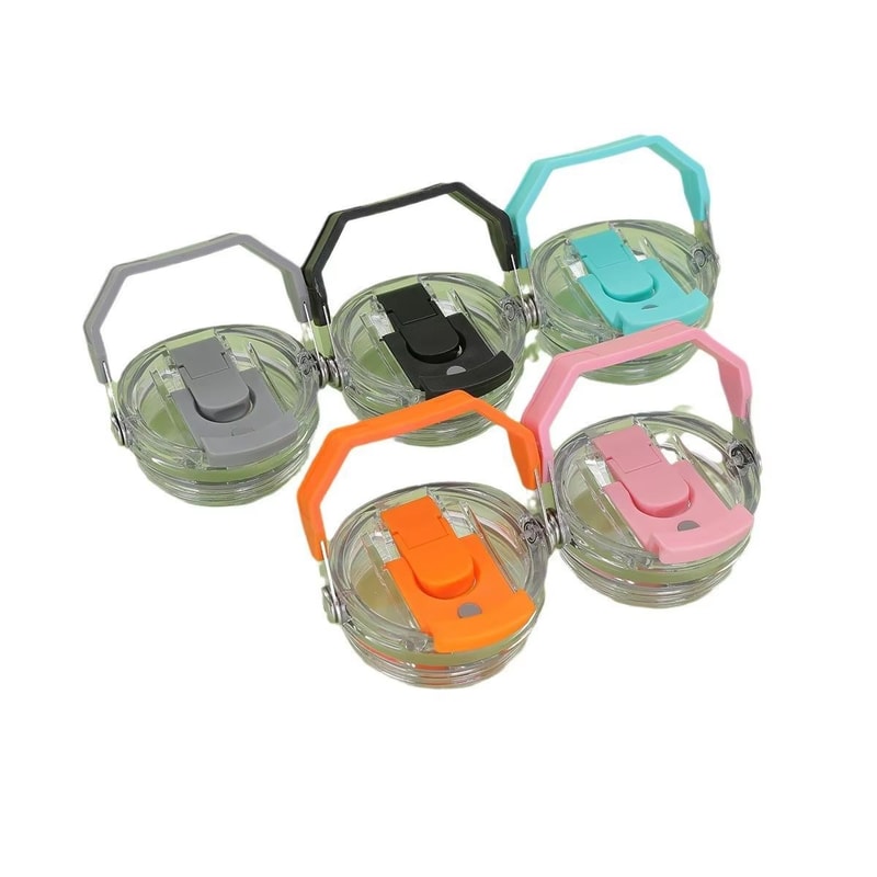 Car Cup With Double Drinking Cap LeakProof Portable Water Bottle With Handle And Transparent Straw 5