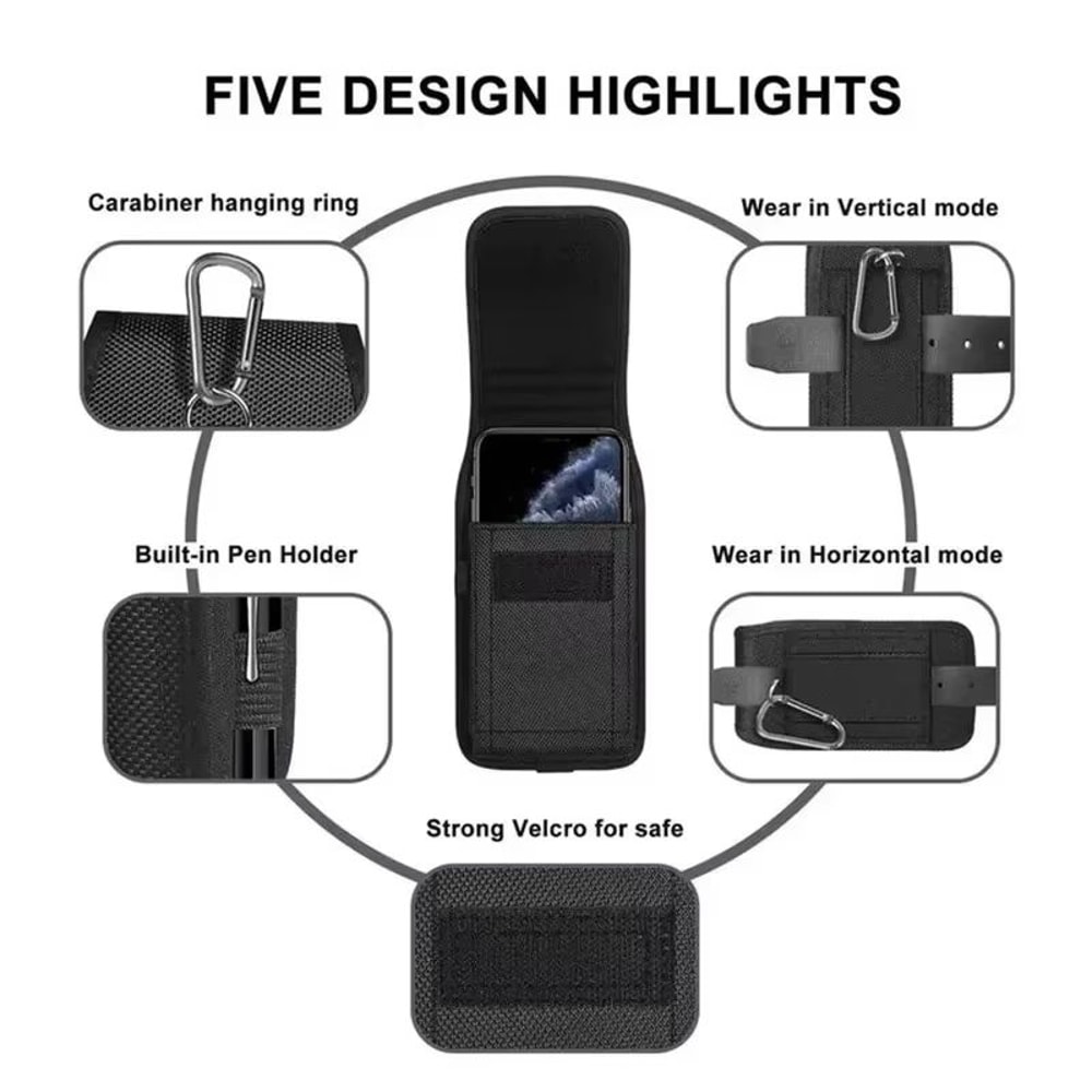 Tactical Cell Phone Pouch Holster With Free DRing Buckle Portable Nylon Wallet Card Carrying Case 5
