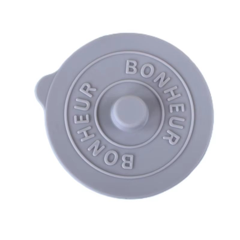 Simple Solid Color Concave Embossed Letter Silicone Rubber Integrated Water Cup Dust Cover Lid 10