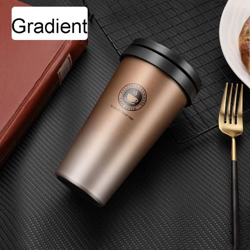 New American Simple Coffee Cup Portable Office DoubleLayer Vacuum Thermos Cup With Rope Seamless Li 2