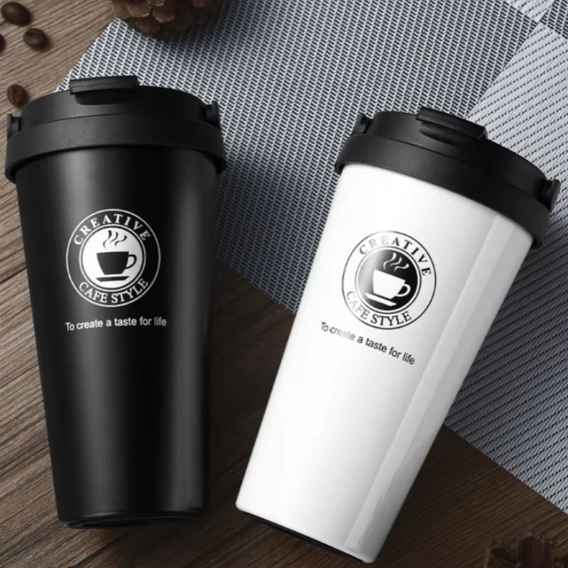 New American Simple Coffee Cup Portable Office DoubleLayer Vacuum Thermos Cup With Rope Seamless Li 4