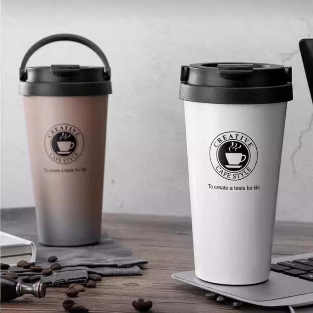 New American Simple Coffee Cup Portable Office DoubleLayer Vacuum Thermos Cup With Rope Seamless Li 5