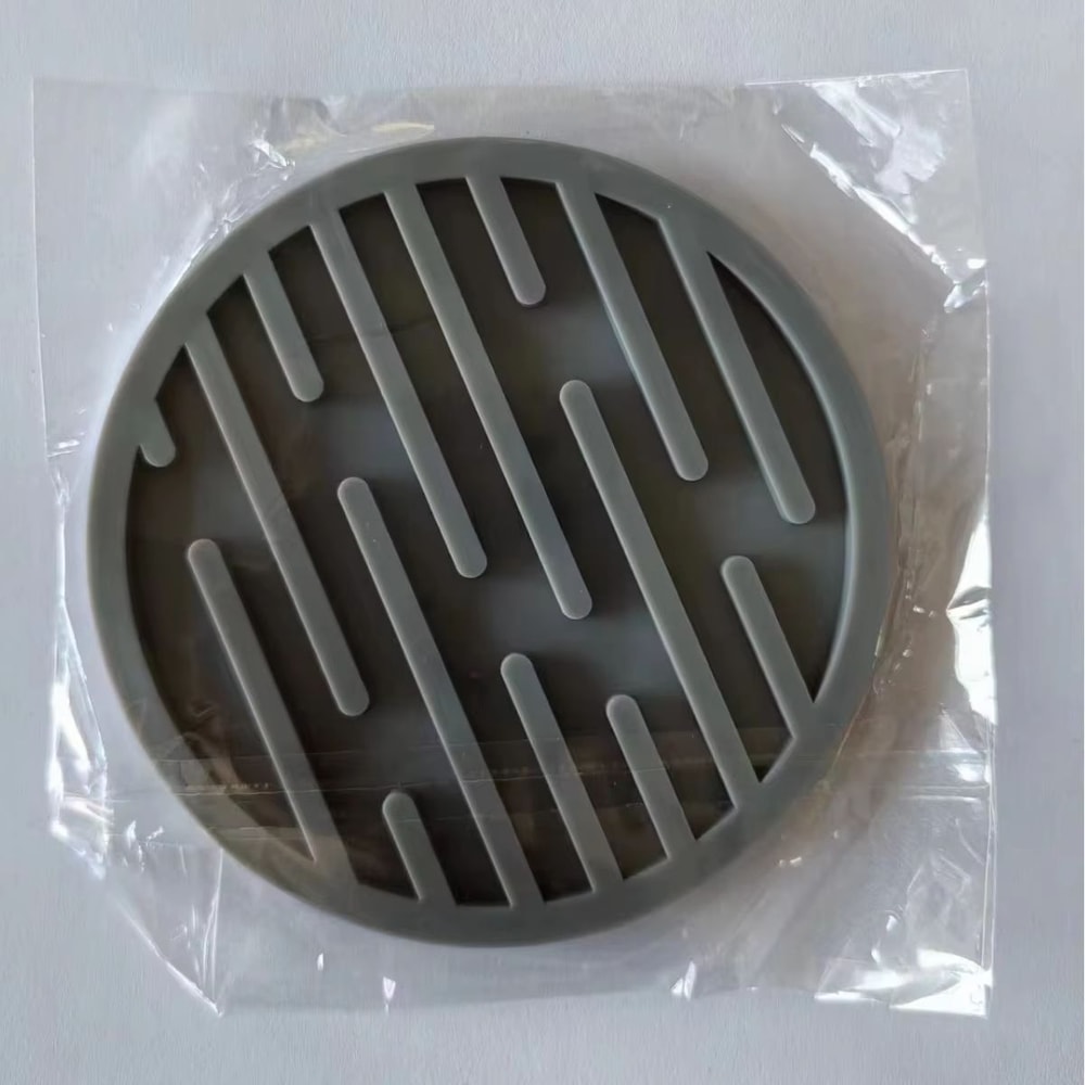 Round Silicone Coaster Striped WaterDraining AntiSlip HeatResistant Beverage Coaster 11
