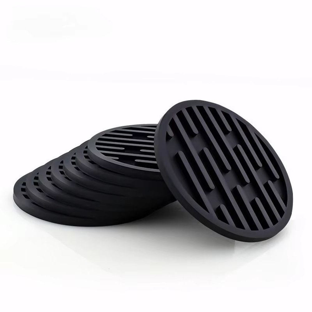 Round Silicone Coaster Striped WaterDraining AntiSlip HeatResistant Beverage Coaster 5