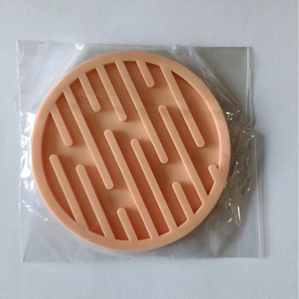 Round Silicone Coaster Striped WaterDraining AntiSlip HeatResistant Beverage Coaster 8