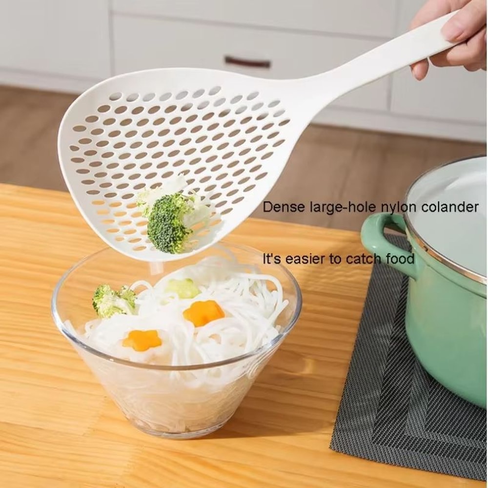 Large Nylon Colander Spoon Thickened Long Handle With Dense Holes Perfect For Fishing Noodles And 2
