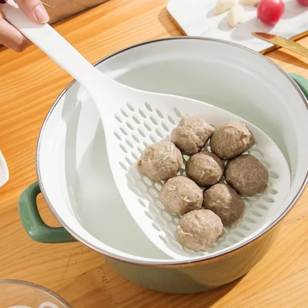 Large Nylon Colander Spoon Thickened Long Handle With Dense Holes Perfect For Fishing Noodles And 5
