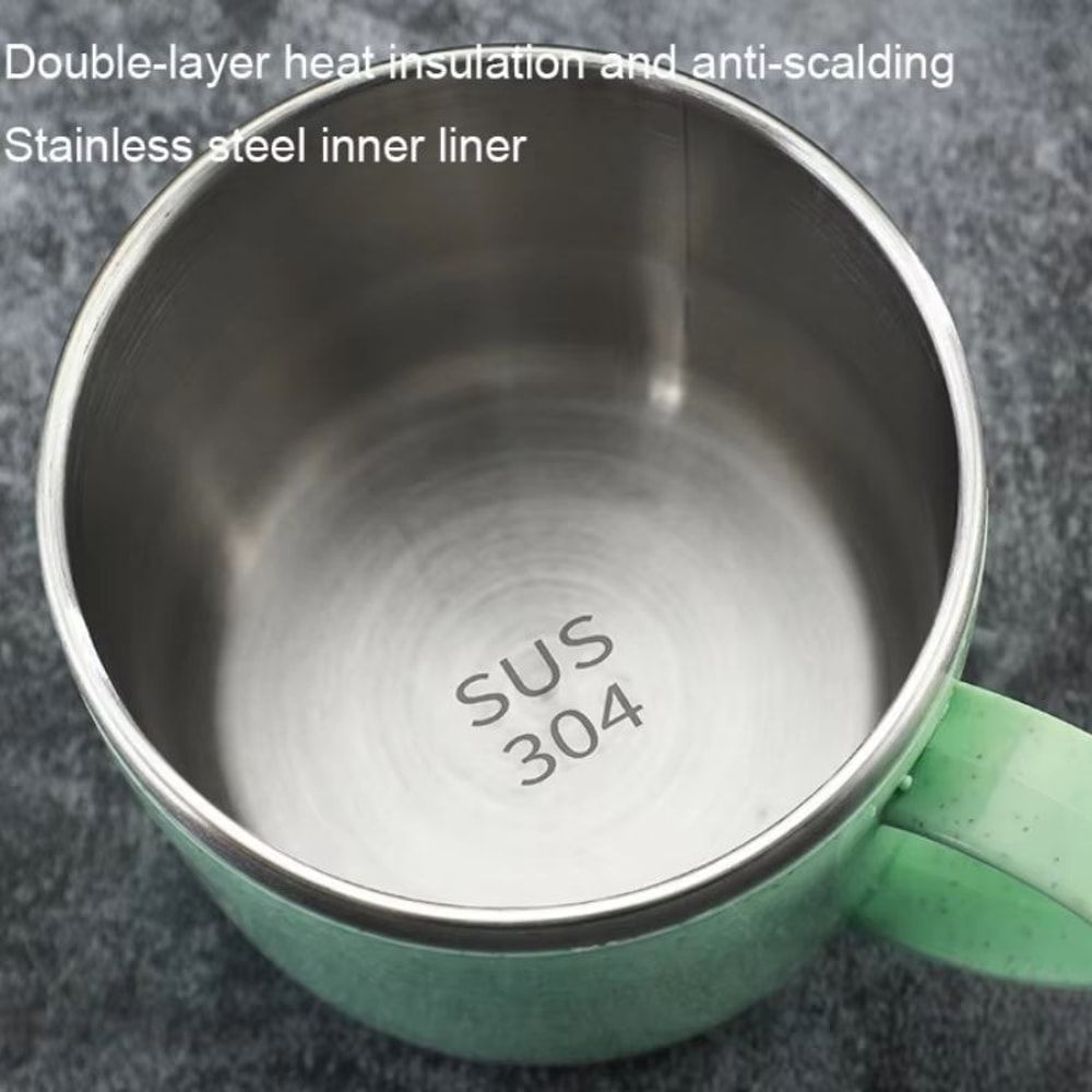 Simple Solid Color Stainless Steel Mug Wheat Straw Element Small Water Cup AntiScalding Childrens 4