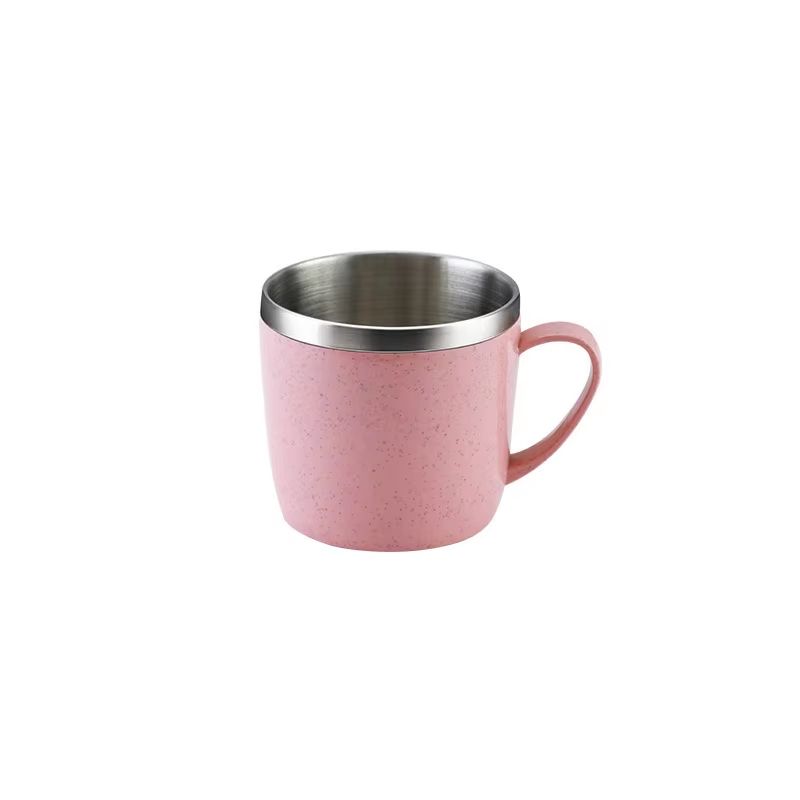 Simple Solid Color Stainless Steel Mug Wheat Straw Element Small Water Cup AntiScalding Childrens 8