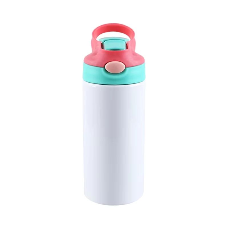 Outdoor Simple Solid Color Stainless Steel Vacuum Thermos Cup With Straw Handle Childrens Portable 7