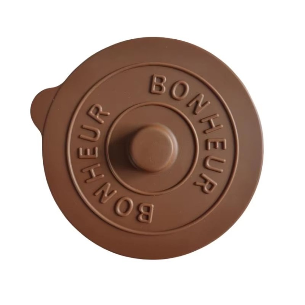 Simple Solid Color Silicone Rubber Water Cup Lid Concave Embossed Letter Design Round DustProof Mu 12