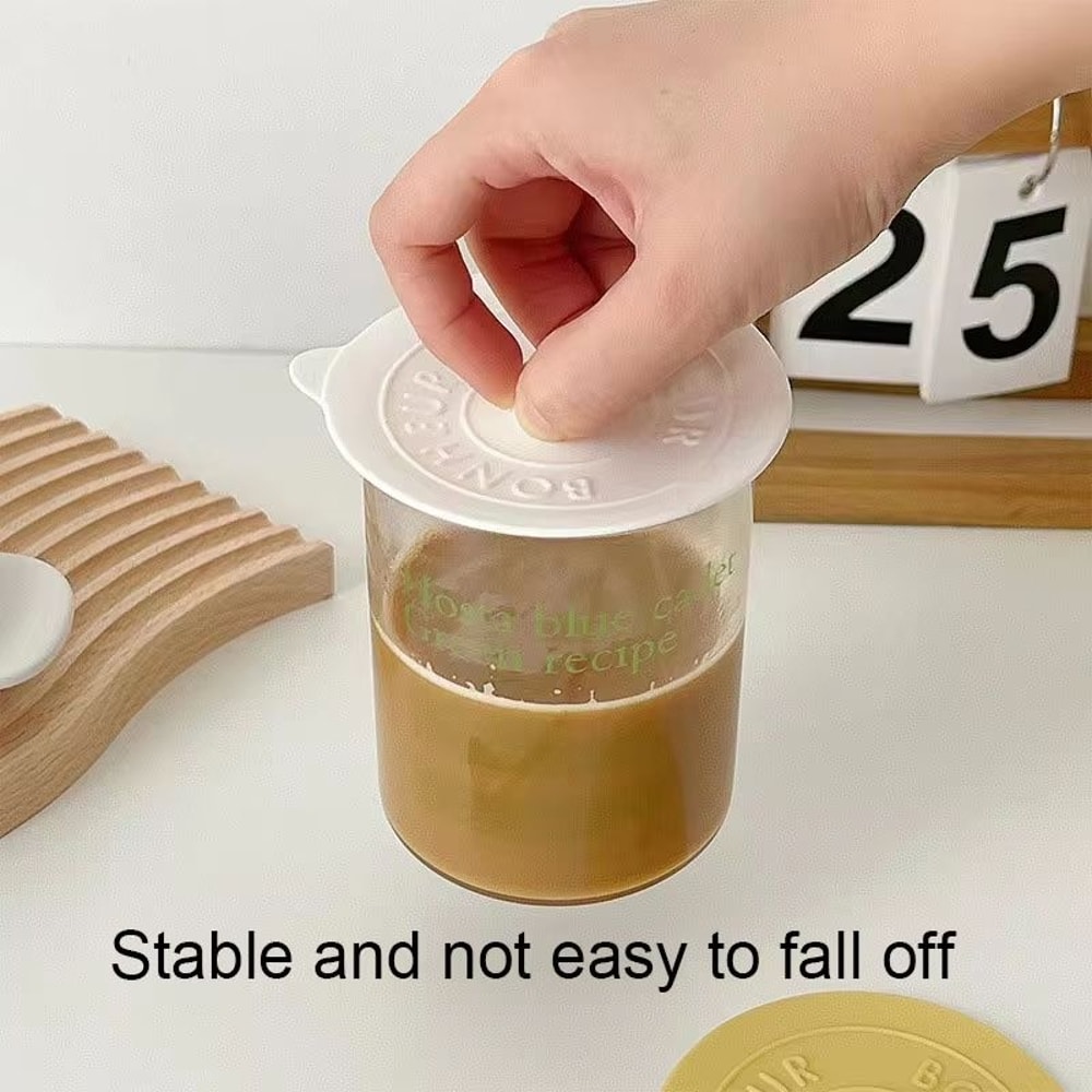 Simple Solid Color Silicone Rubber Water Cup Lid Concave Embossed Letter Design Round DustProof Mu 3