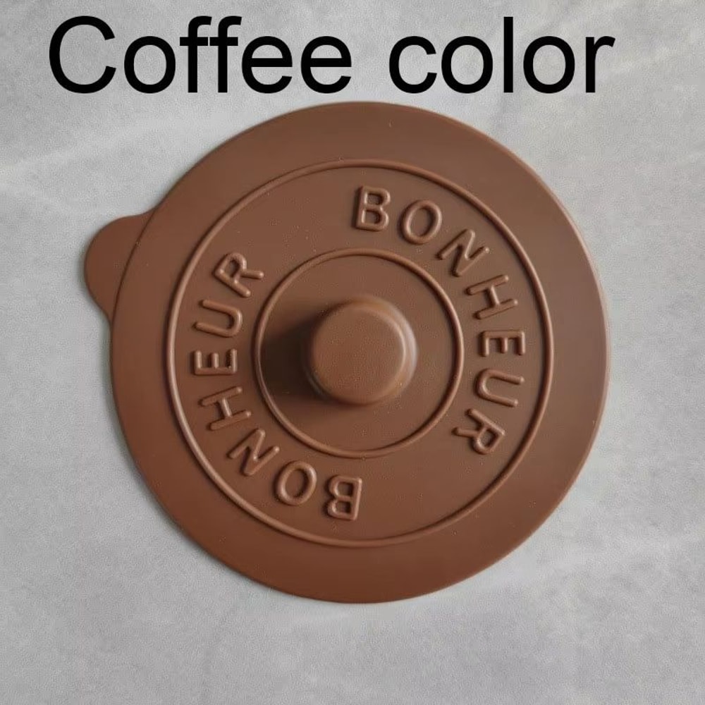 Simple Solid Color Silicone Rubber Water Cup Lid Concave Embossed Letter Design Round DustProof Mu 4