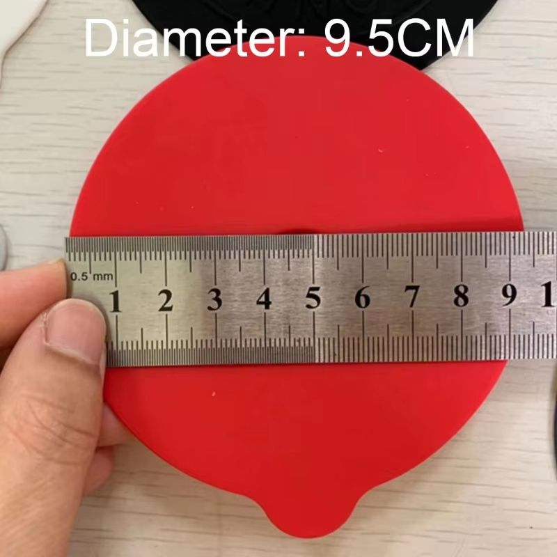 Simple Solid Color Silicone Rubber Water Cup Lid Concave Embossed Letter Design Round DustProof Mu 5