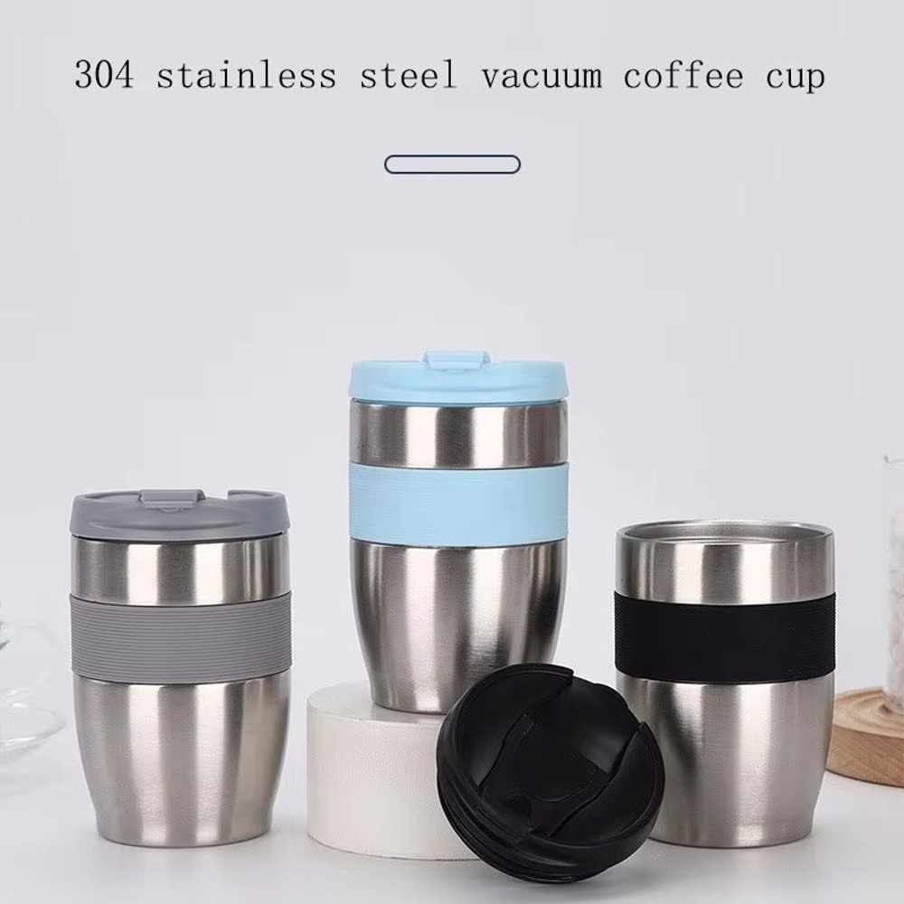 New DoubleLayer Vacuum Stainless Steel Thermos Cup Direct Drinking Coffee Cup With Lid AntiScaldin 0