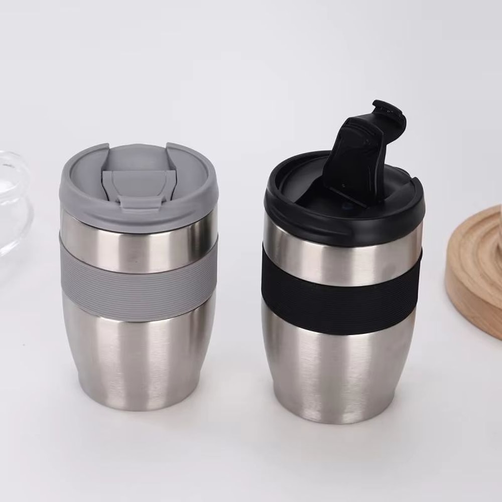 New DoubleLayer Vacuum Stainless Steel Thermos Cup Direct Drinking Coffee Cup With Lid AntiScaldin 3