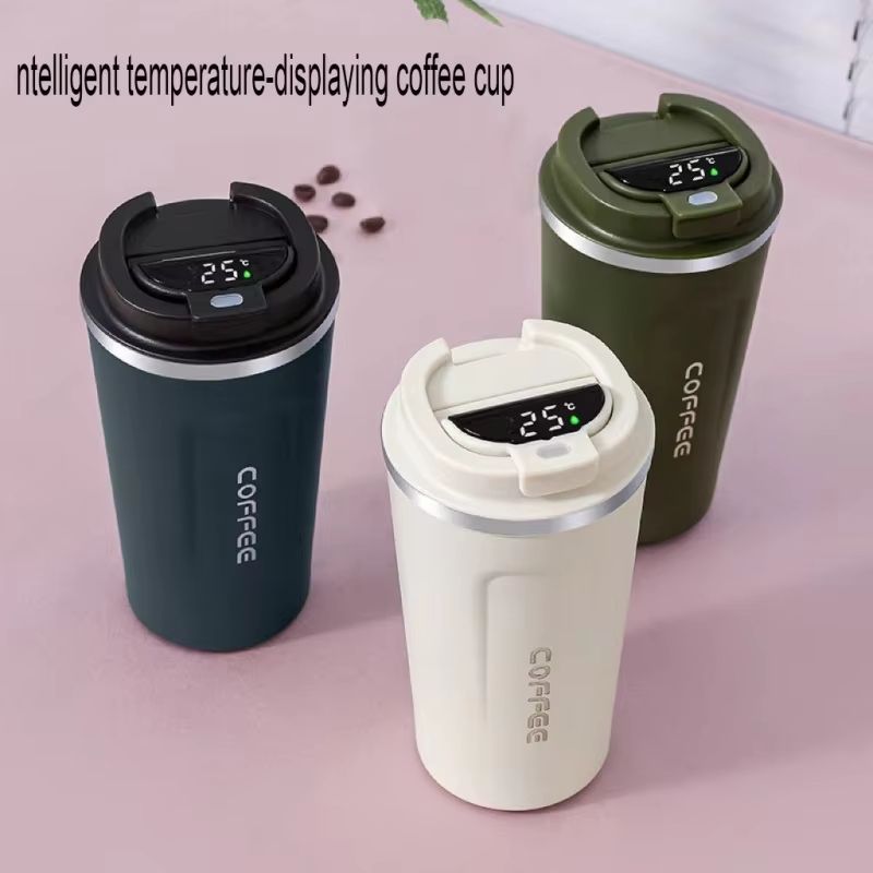 New Intelligent Temperature Measurement Stainless Steel Coffee Cup Solid Color Gradual Change Ther 0