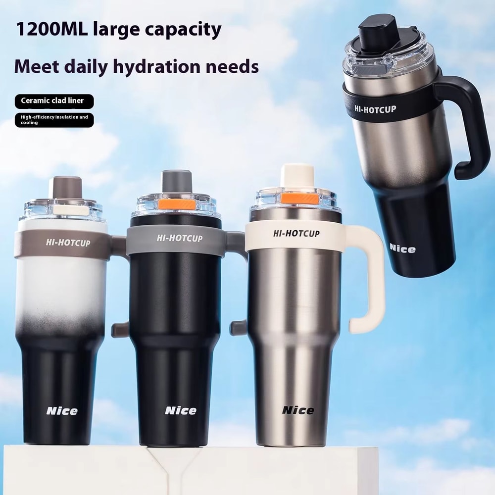 Summer New Style Portable Ice King Coffee Cup LargeCapacity OneClick Opening With Straw Insulated 0