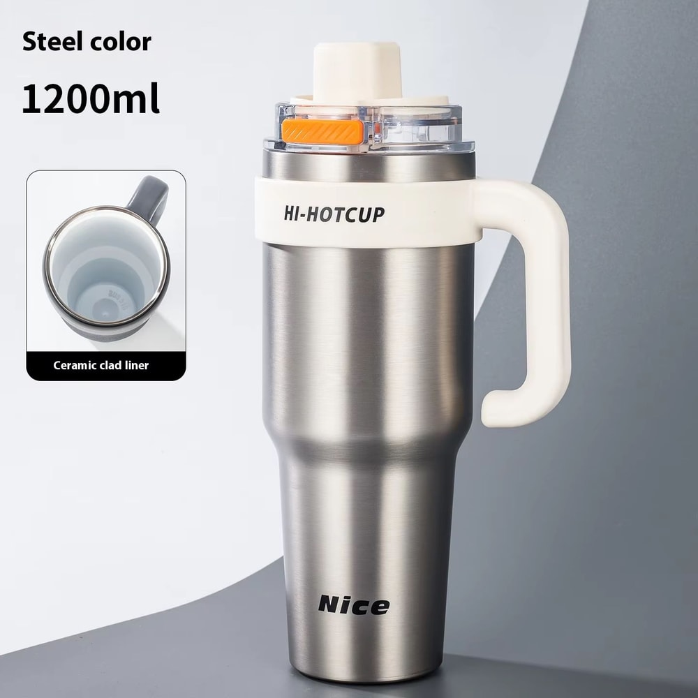 Summer New Style Portable Ice King Coffee Cup LargeCapacity OneClick Opening With Straw Insulated 5