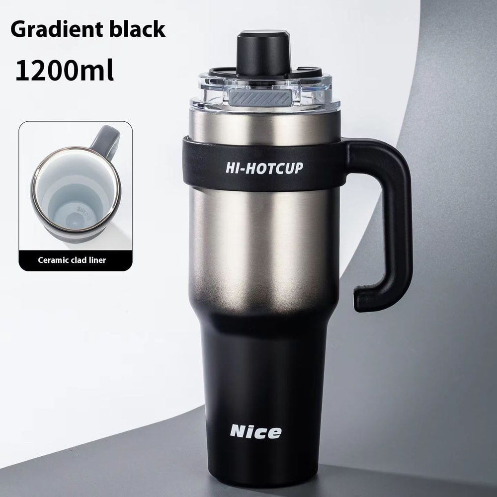 Summer New Style Portable Ice King Coffee Cup LargeCapacity OneClick Opening With Straw Insulated 7