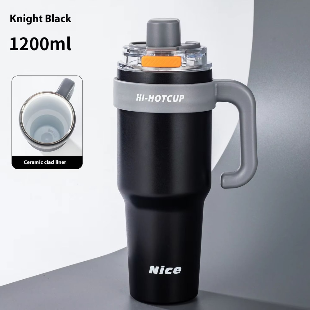 Summer New Style Portable Ice King Coffee Cup LargeCapacity OneClick Opening With Straw Insulated 8