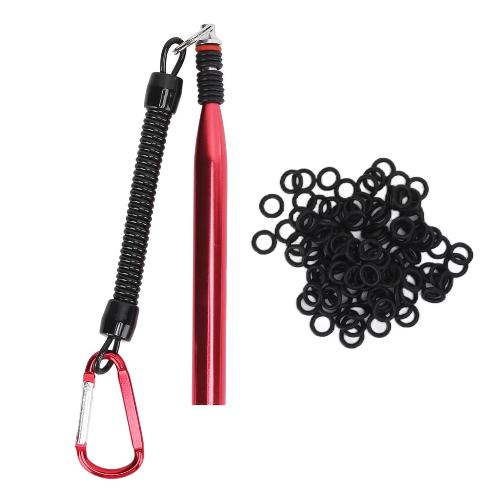 Aluminium Alloy Soft Baits Tool Wacky Worm Rig Tool With 100 ORings Fishing Accessories Kit 7