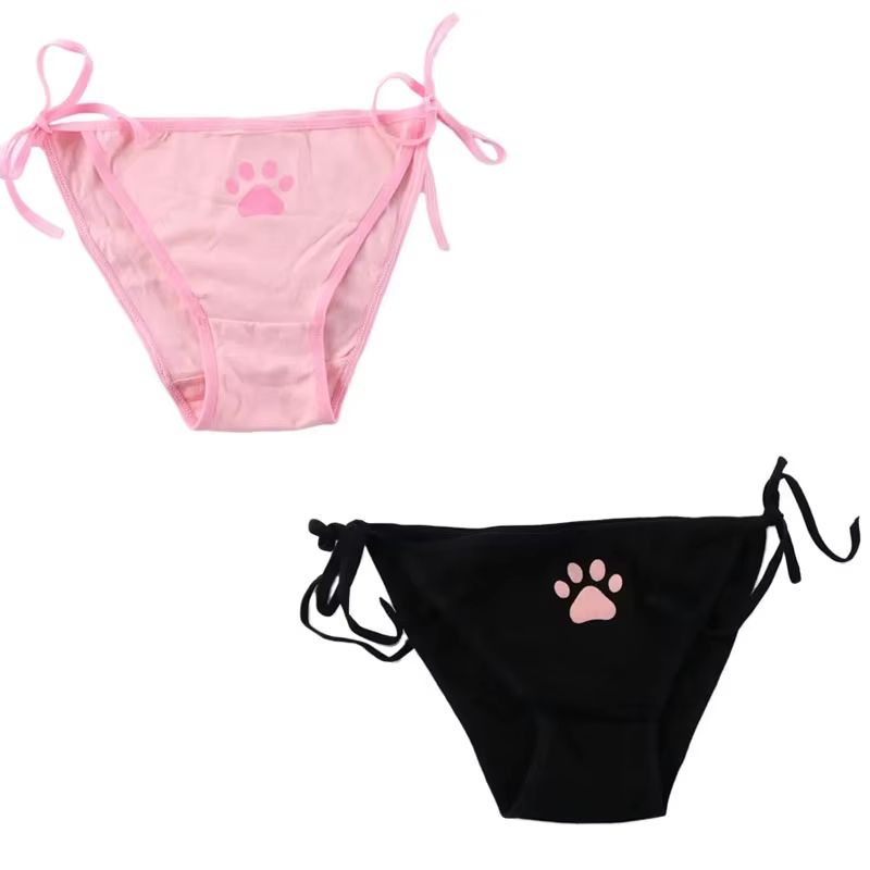 Womens Cotton Bandage Panties Cute Cat Paw Bowknot Briefs Lovely Lolita Ladies Underwear 123 Pcs 10