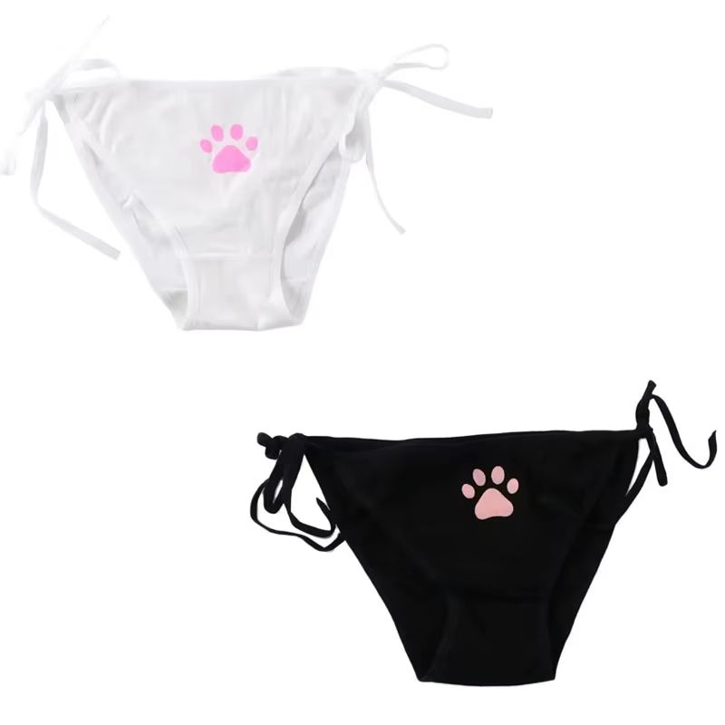 Womens Cotton Bandage Panties Cute Cat Paw Bowknot Briefs Lovely Lolita Ladies Underwear 123 Pcs 11