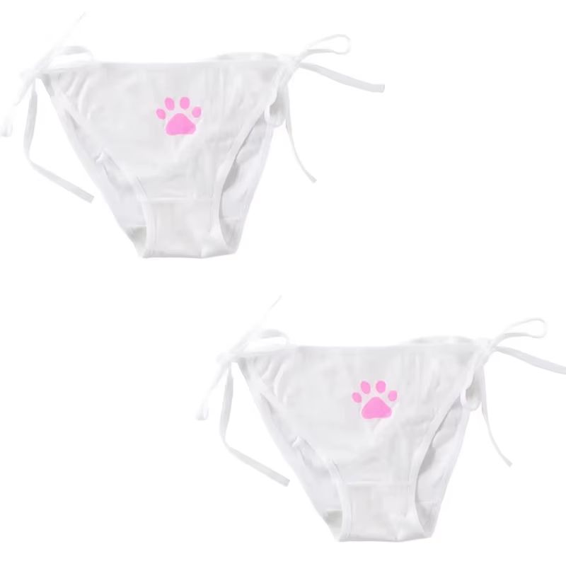 Womens Cotton Bandage Panties Cute Cat Paw Bowknot Briefs Lovely Lolita Ladies Underwear 123 Pcs 12