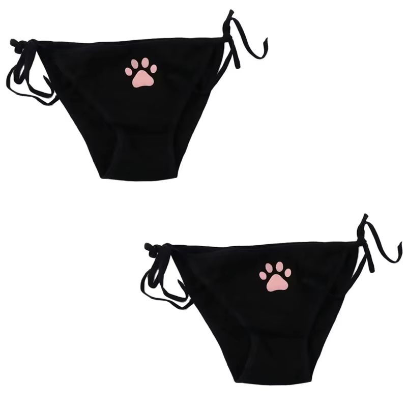 Womens Cotton Bandage Panties Cute Cat Paw Bowknot Briefs Lovely Lolita Ladies Underwear 123 Pcs 13
