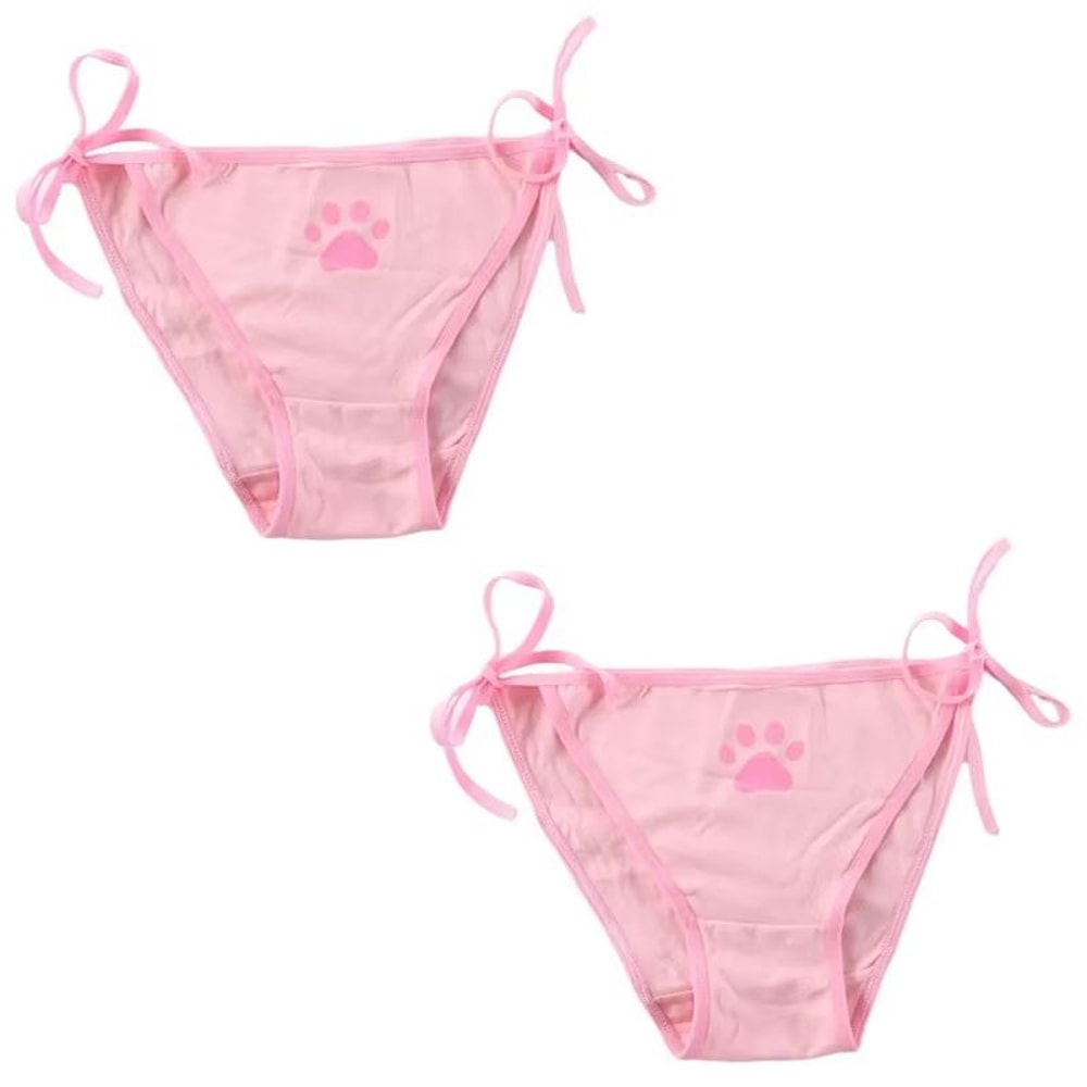 Womens Cotton Bandage Panties Cute Cat Paw Bowknot Briefs Lovely Lolita Ladies Underwear 123 Pcs 14